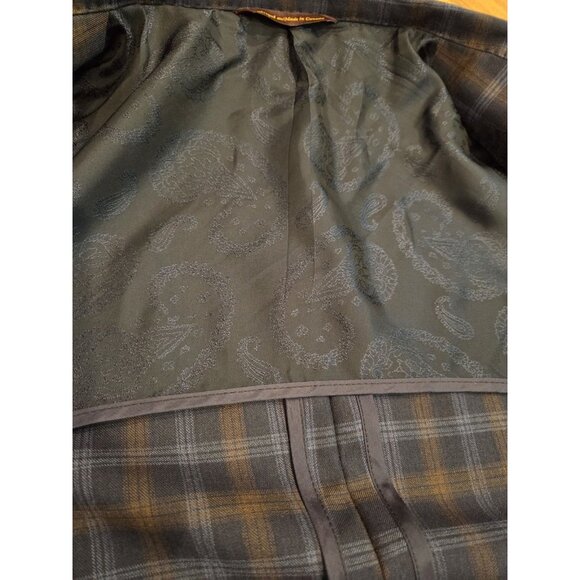 ROBERT TALBOTT Sport Coat Carmel Sz 46T Blue Plaid 100% Wool Paisley Lined - Picture 15 of 15